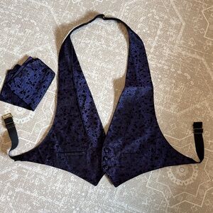 Men’s Suit Vest w/ pocket square - Purple & Black